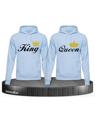 King und Queen Hoodie Set für Partner