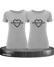 Sisters Forever T-shirts in grau mit schwarze Folie