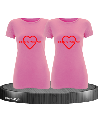 Sisters Forever T-shirts in rosa mit rote Folie Sisters Forever T-shirts in rosa mit rote Folie