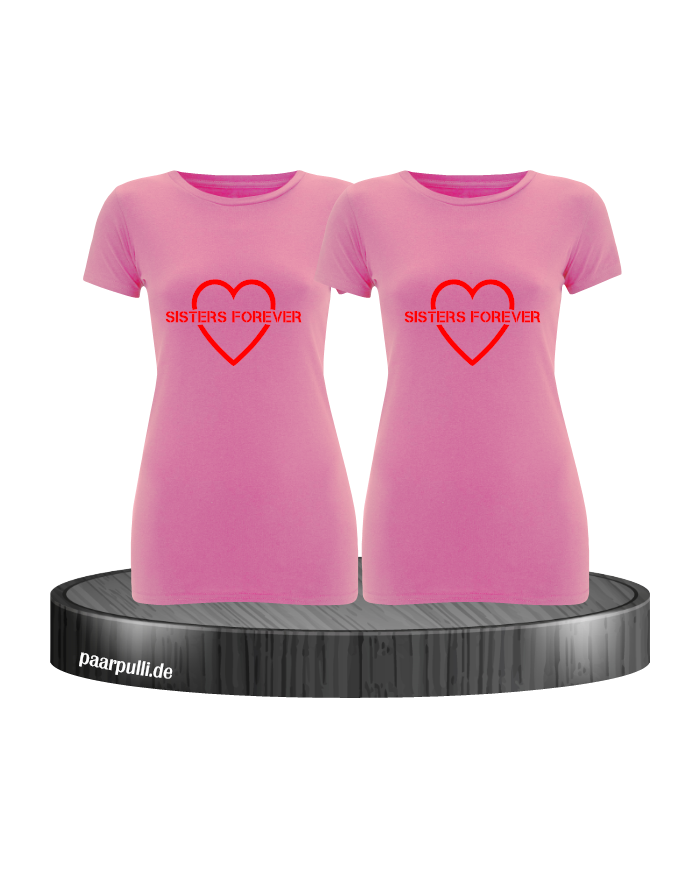 Sisters Forever T-shirts in rosa mit rote Folie