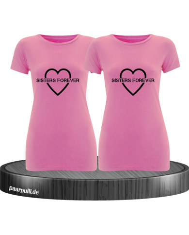 Sisters Forever T-shirts in rosa mit schwarze Folie Sisters Forever T-shirts in rosa mit schwarze Folie