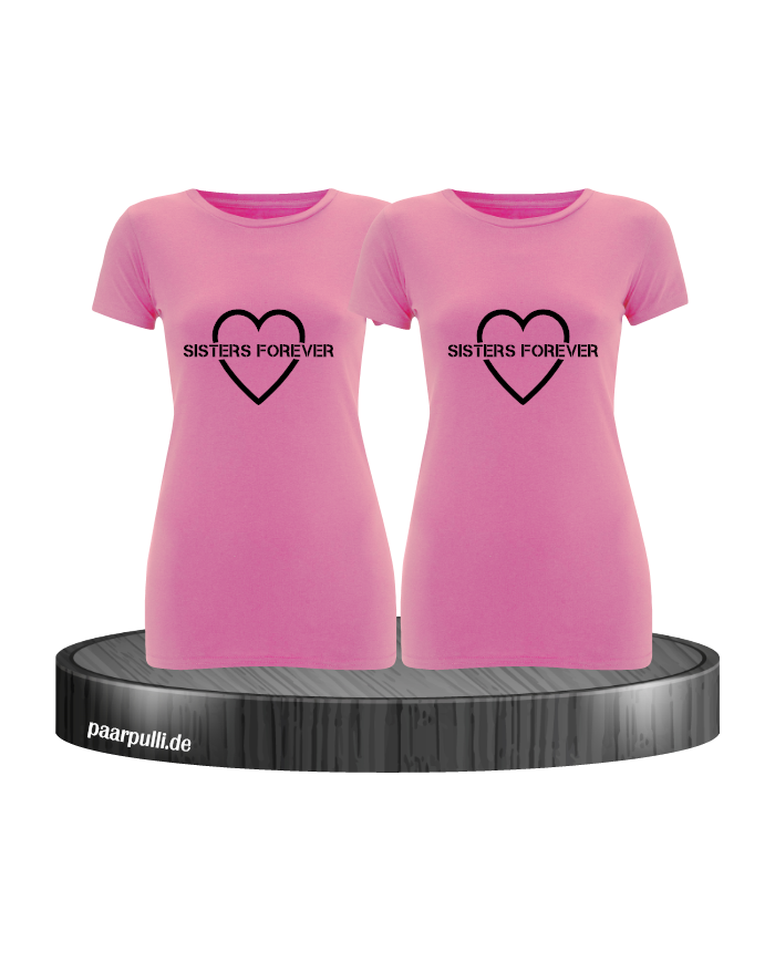 Sisters Forever T-shirts in rosa mit schwarze Folie