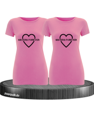 Sisters Forever T-shirts in rosa mit schwarze Folie
