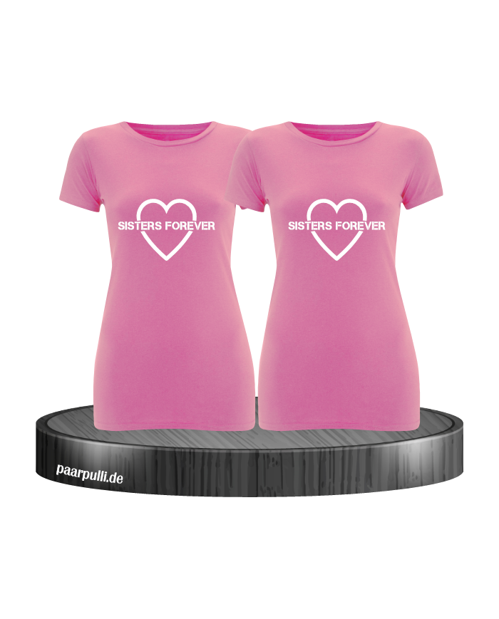 Sisters Forever T-shirts in rosa mit weiße Folie