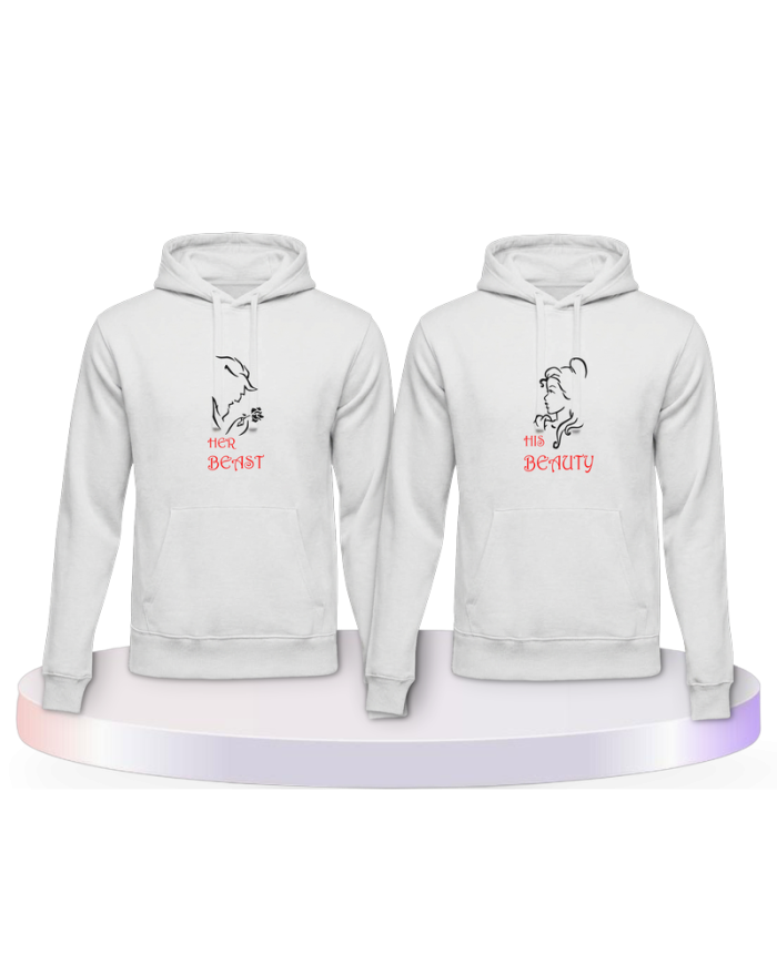 Partnerlook Hoodies mit Her Beast His Beauty | Paarpulli