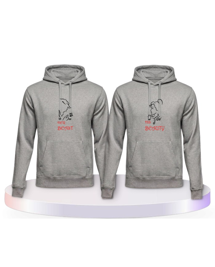 Partnerlook Hoodies mit Her Beast His Beauty | Paarpulli