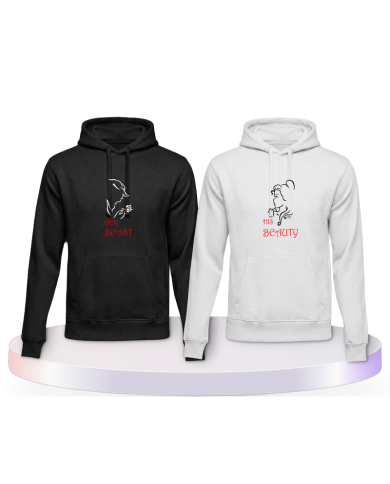Partnerlook Hoodies mit Her Beast His Beauty | Paarpulli