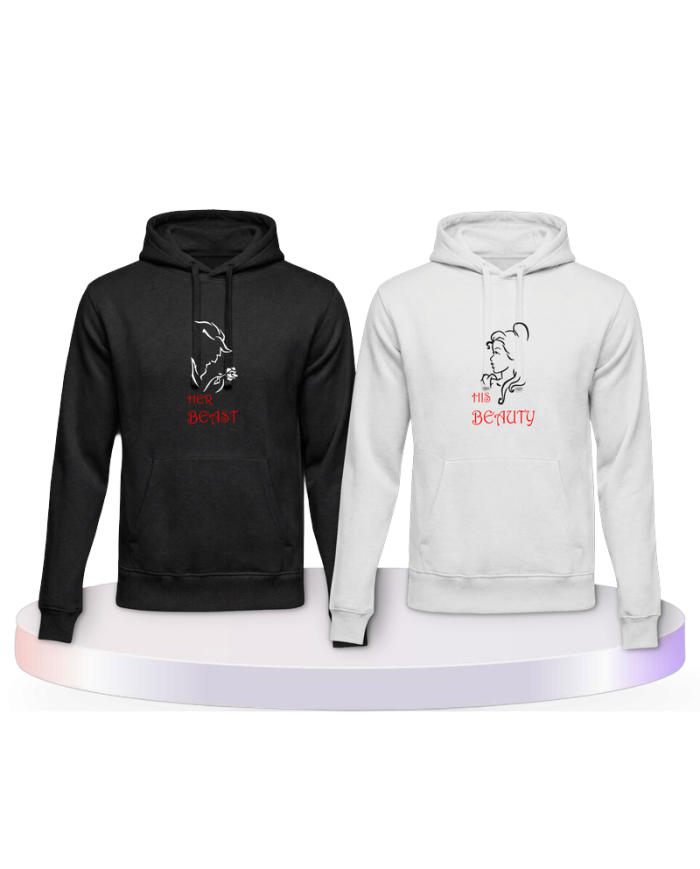 Partnerlook Hoodies mit Her Beast His Beauty | Paarpulli
