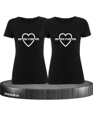 Sisters Forever T-shirts in schwarz mit weiße Folie
