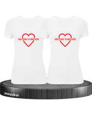 Sisters Forever T-shirts in weiß mit rote Folie