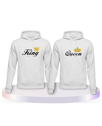 King und Queen Hoodie Set für Partner