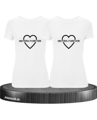 Sisters Forever T-shirts in weiß mit schwarze Folie