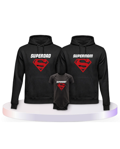 Superfamilie 3er Set mit Hoodie und Baby-Body