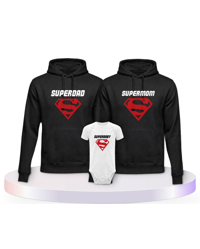 Superfamilie 3er Set mit Hoodie und Baby-Body
