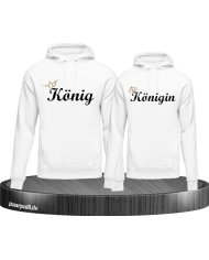 König und Königin mit Krone Partnerlook Hoodies in weiß