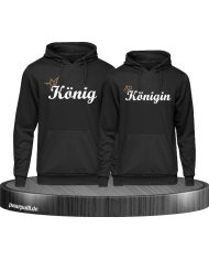 König und Königin mit Krone Partnerlook Hoodies in schwarz