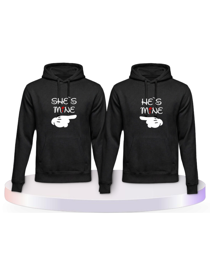 Partnerlook Hoodies mit She's Mine He's Mine | Paarpulli