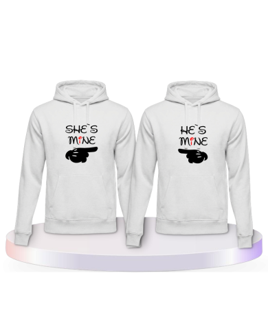 Partnerlook Hoodies mit She's Mine He's Mine | Paarpulli
