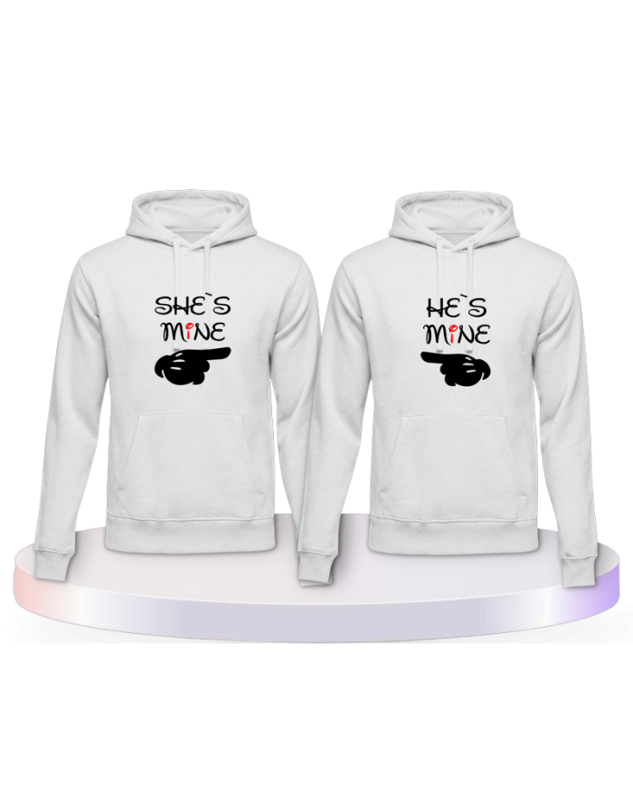 Partnerlook Hoodies mit She's Mine He's Mine | Paarpulli