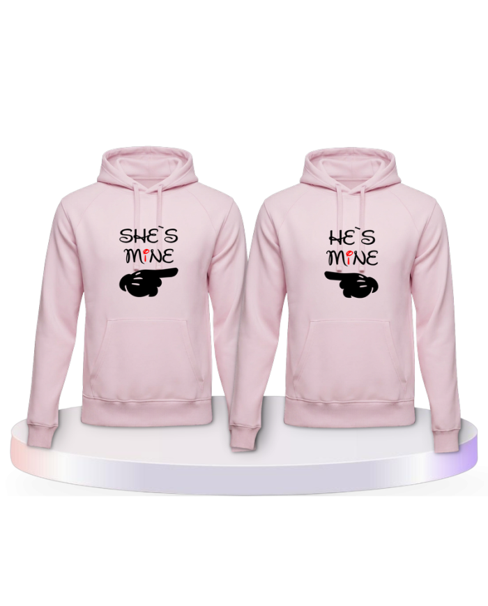 Partnerlook Hoodies mit She's Mine He's Mine | Paarpulli