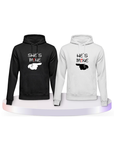 Partnerlook Hoodies mit She's Mine He's Mine | Paarpulli
