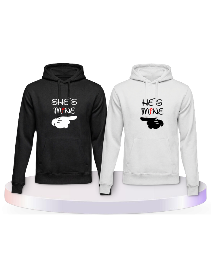 Partnerlook Hoodies mit She's Mine He's Mine | Paarpulli