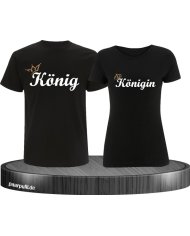 König und Königin mit Krone Partnerlook TShirts in schwarz