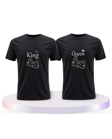 King und Queen mit Herz Couple T-Shirts kaufen | Paarpulli