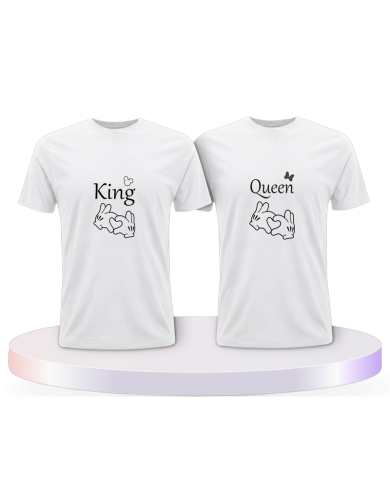King und Queen mit Herz Couple T-Shirts kaufen | Paarpulli