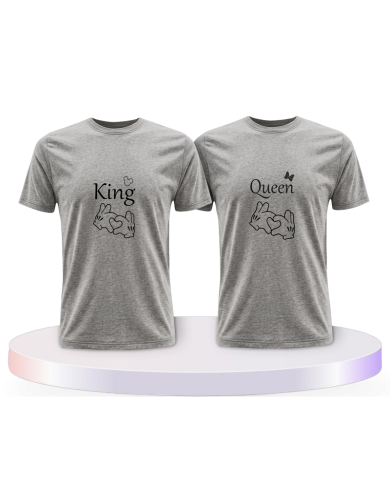 King und Queen mit Herz Couple T-Shirts kaufen | Paarpulli