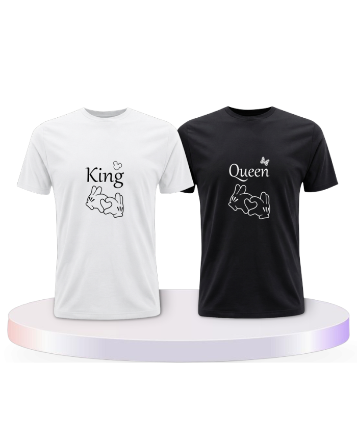 King und Queen mit Herz Couple T-Shirts kaufen | Paarpulli