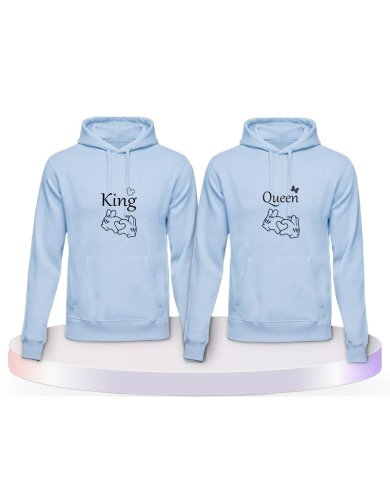Gemeinsamer Look: King und Queen mit Herz Hoodies | Paarpulli