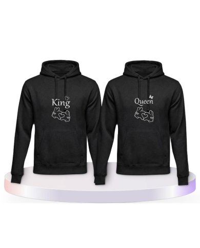 Gemeinsamer Look: King und Queen mit Herz Hoodies | Paarpulli
