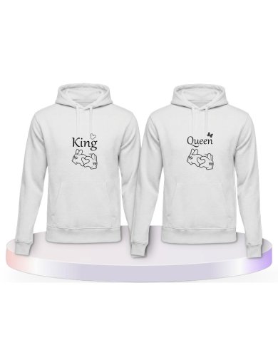 Gemeinsamer Look: King und Queen mit Herz Hoodies | Paarpulli