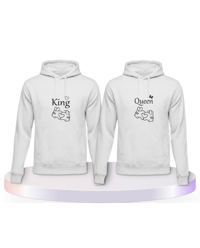 Gemeinsamer Look: King und Queen mit Herz Hoodies | Paarpulli