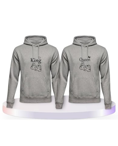 Gemeinsamer Look: King und Queen mit Herz Hoodies | Paarpulli