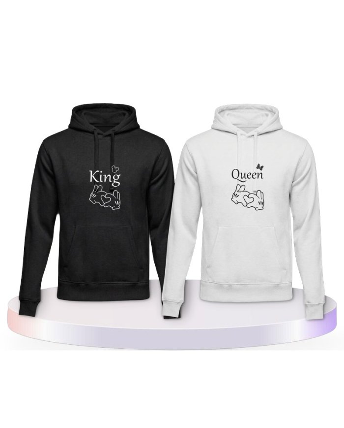 Gemeinsamer Look: King und Queen mit Herz Hoodies | Paarpulli