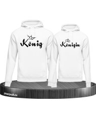 König und Königin mit Krone Partnerlook Hoodies in weiß