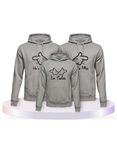 Minni,Mickey & Junior im HersHis Familienset Hoodies | Paarpulli