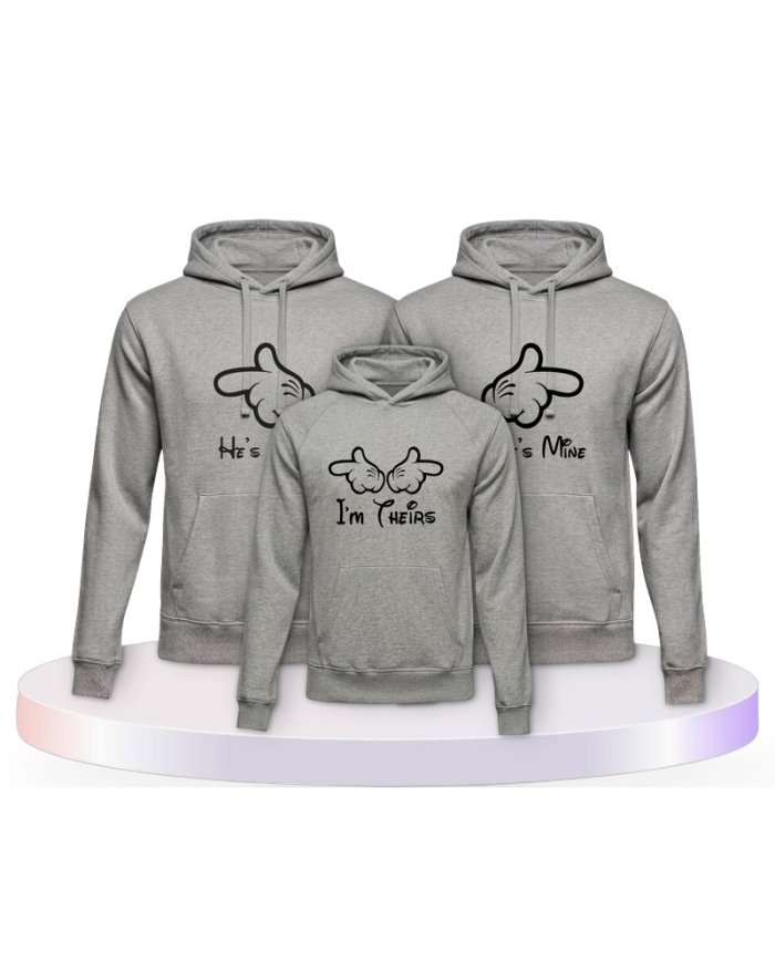 Minni,Mickey & Junior im HersHis Familienset Hoodies | Paarpulli