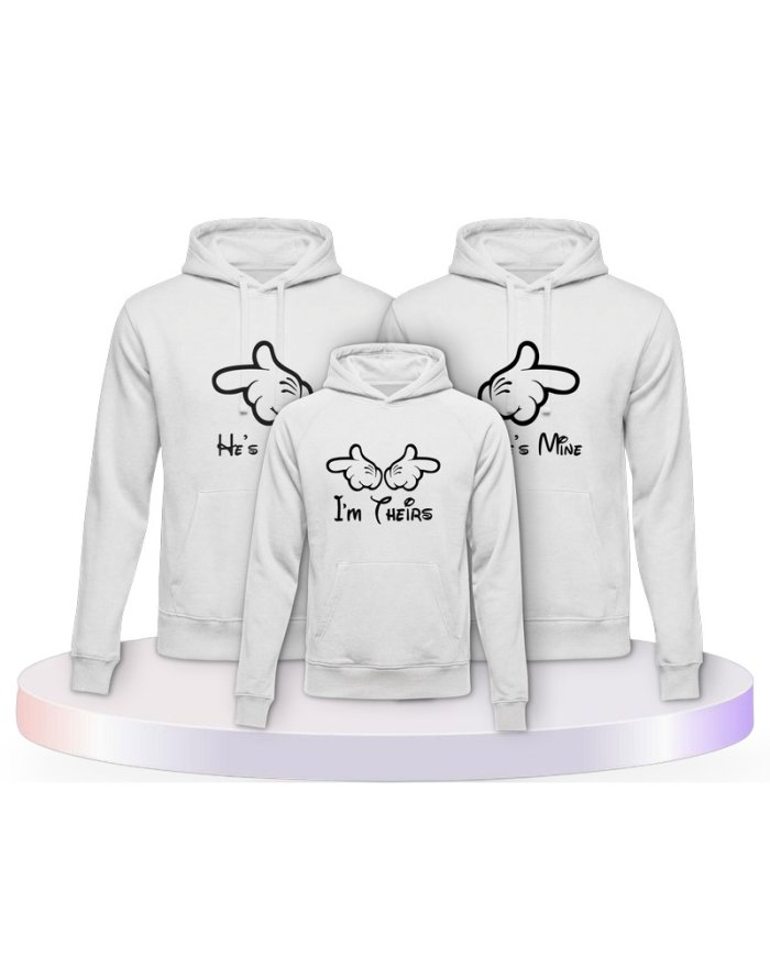 Minni,Mickey & Junior im HersHis Familienset Hoodies | Paarpulli
