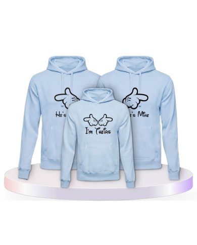 Minni,Mickey & Junior im HersHis Familienset Hoodies | Paarpulli