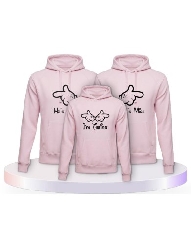 Minni,Mickey & Junior im HersHis Familienset Hoodies | Paarpulli