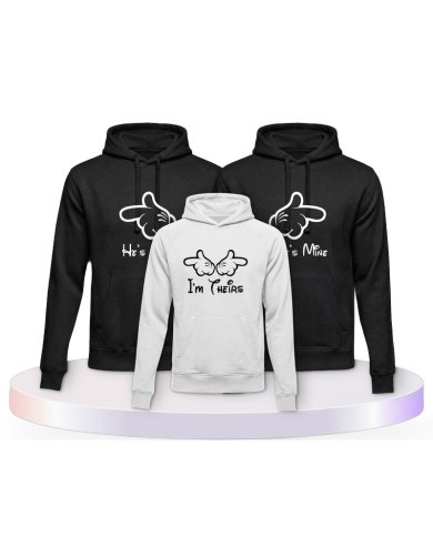 Minni,Mickey & Junior im HersHis Familienset Hoodies | Paarpulli