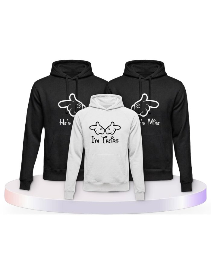 Minni,Mickey & Junior im HersHis Familienset Hoodies | Paarpulli