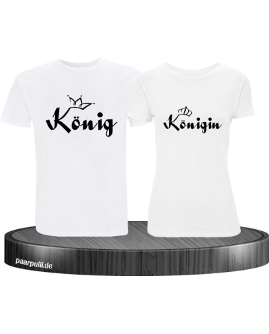 König & Königin mit schwarzer Krone Partnerlook T-Shirts