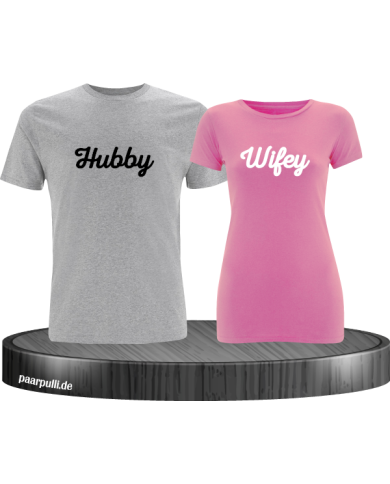 grau rosa t shirt set hubby wifey