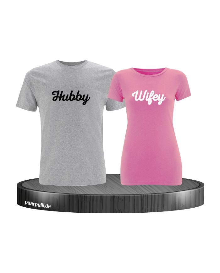 grau rosa t shirt set hubby wifey