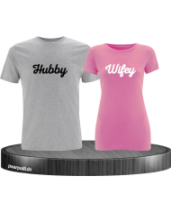 grau rosa t shirt set hubby wifey