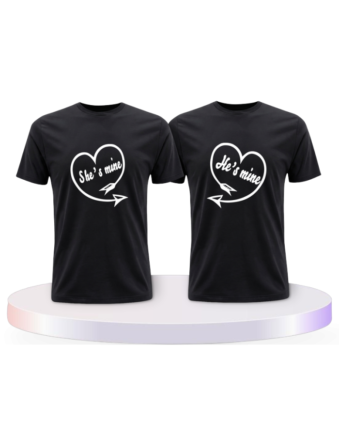 Partnerlook T-Shirts mit He's Mine She's Mine Shirt | Paarpulli